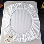 Conjunto de Lençol Ajustável 100% Algodão Egípcio, 3 Peças (1 Lençol Ajustável + 2 Fronhas), Capa de Colchão, Design com Bolso Profundo de 40cm, 500 Fios, Ideal para Quarto, Hotel de Luxo, Quarto de Hóspedes