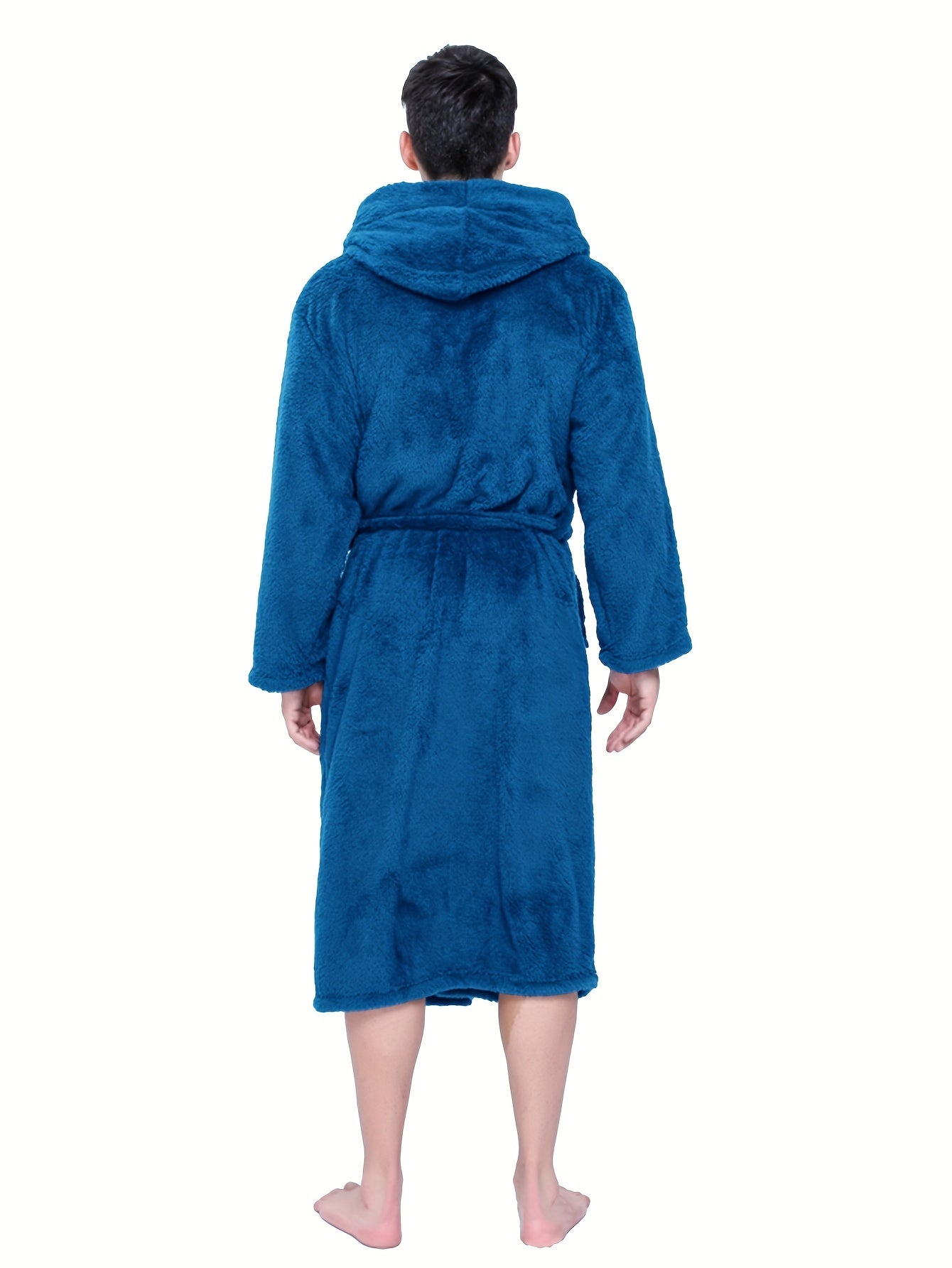 Roupa de Banho com Capuz para Homem em Lã de Coral, Ideal para Uso Doméstico, Casual, Macia, Absorvente, Adequada para a Casa de Banho, Quarto ou Piscina