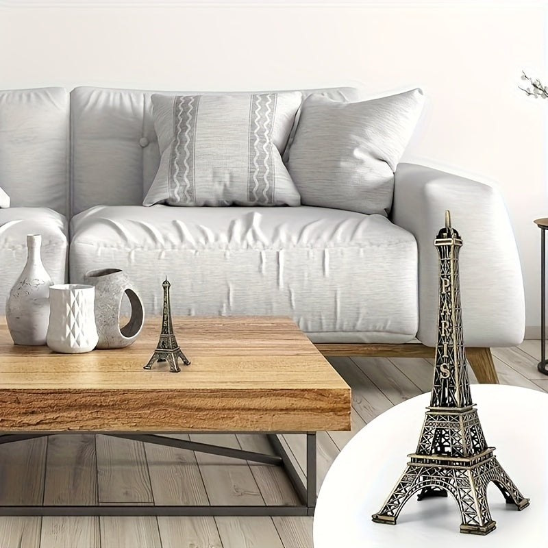 Figura de Metal da Torre Eiffel de Paris 1pc - Modelo Arquitetônico em Miniatura Turquesa com Detalhes Intrincados e Ferroaria Detalhada, Arte Decorativa para Prateleira, Lembrança de Viagem & Presente de Férias, Decoração Elegante para Casa | Embalagem Sofisticada, Decoração da Torre Eiffel
