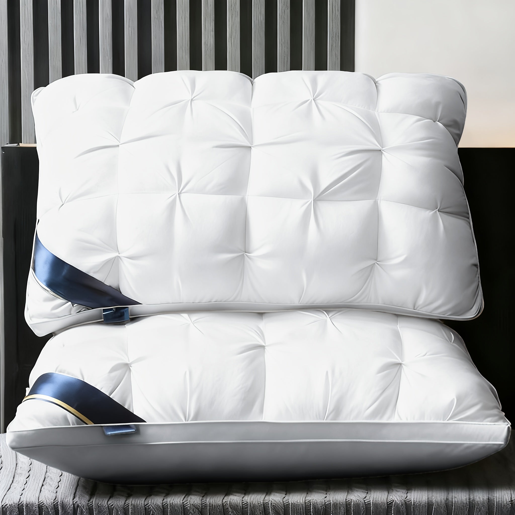 2 unidades/1 unidade Almofadas de Luxo com Qualidade de Hotel 5 Estrelas - 800g Suporte de Pescoço para Sono Profundo, Núcleo Anti-Descaimento para Todas as Estações, Tecido de Poliéster Hipoalergénico para Quartos de Casa e Autocaravanas, Hotéis, Adequadas para Todas as Estações, Roupa de Cama, Conforto de Viagem, Design Elegante