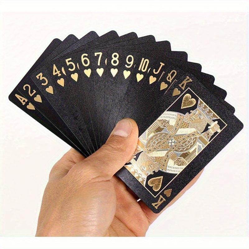 1 conjunto de Cartas de Baralho Caveira Preta à Prova d'Água em Plástico com Folha Negra | Flexíveis para Piscina, Praia e Truques Mágicos | Duráveis e Laváveis | Ideal para Festas ao Ar Livre