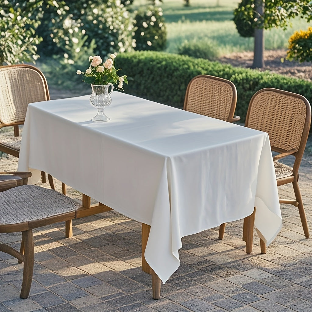 Toalha de Mesa Retangular Branca Elegante - Perfeita para Casamentos, Festas & Eventos ao Ar Livre - Poliéster Durável, Vários Tamanhos Disponíveis