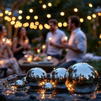 Conjunto de 6 Esferas Decorativas Ocas Redondas em Aço Inoxidável - Tamanhos variando de 0,79 a 5,99 cm, Ornamentos de Metal com Extremidade Espelhada para Escadas e Janelas, Esculturas de Jardim e Esferas Refletoras, Contas Flutuantes em Aço Inoxidável, Fontes de Luz Prateadas