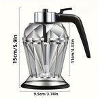 LDQ 200ml No-Drip Glass Honey Dispenser - Stylish Diamond Pattern, Black & Clear Design, Perfect for Syrup, Sauce & Honey Storage, Ideal for Kitchen & Dining Use