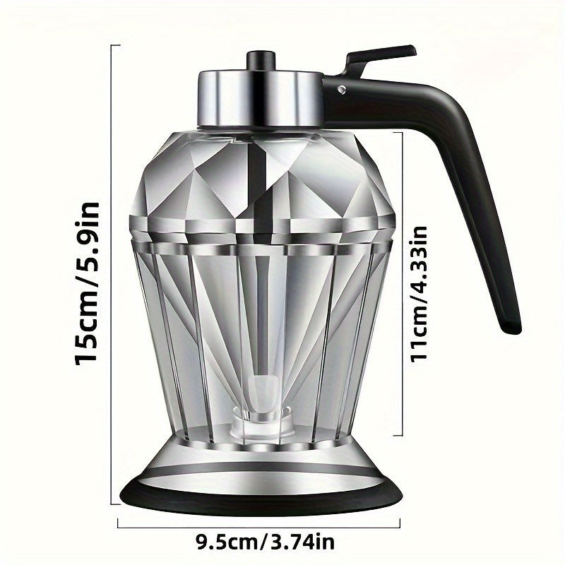 LDQ 200ml No-Drip Glass Honey Dispenser - Stylish Diamond Pattern, Black & Clear Design, Perfect for Syrup, Sauce & Honey Storage, Ideal for Kitchen & Dining Use