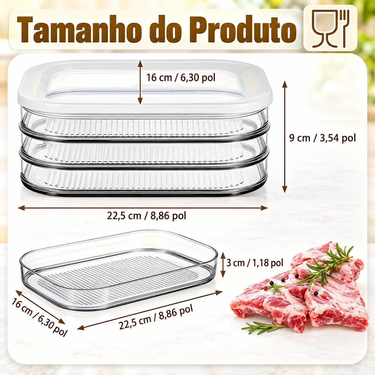 Organizador Empilhável para Frios com Tampa Transparente