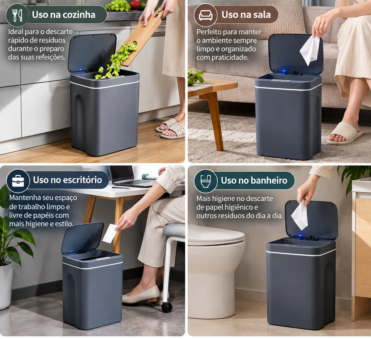 Lixeira Automática com Sensor de 16 Litros