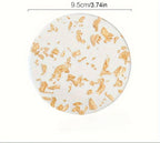 Conjunto de 8 Luxuosos Bases para Copos em Acrílico com Design de Folha Dourada - Protetores de Mesa Redondos Resistentes ao Calor, Bases para Copos Transparentes Elegantes Adequadas para Chá/Café, Decoração Elegante para Casa e Escritório