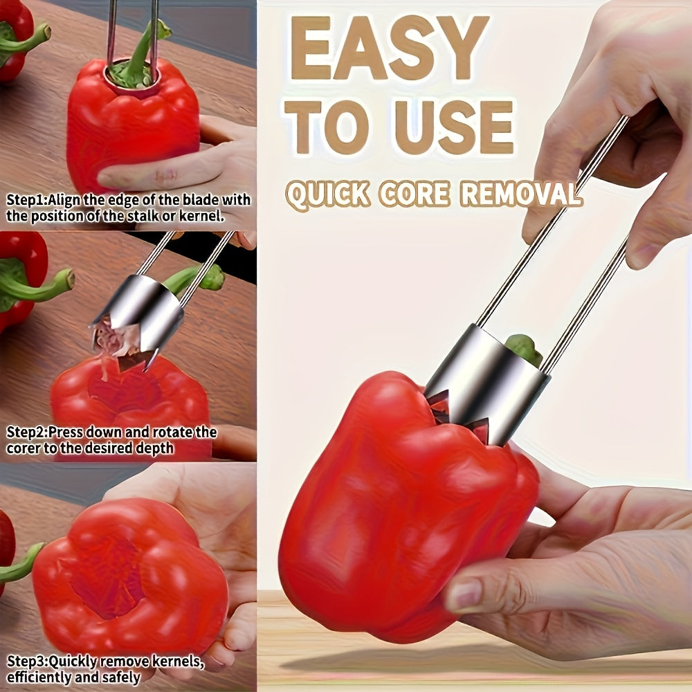 Descaroçador de Cerejas em Aço Inoxidável - Descascador de Frutas Multiuso para Azeitonas, Tâmaras & Pêssegos - Ferramenta de Cozinha Ergonômica e Fácil de Usar - Seguro para Lava-Louças & Resistente à Ferrugem (Economiza Tempo & Durável)