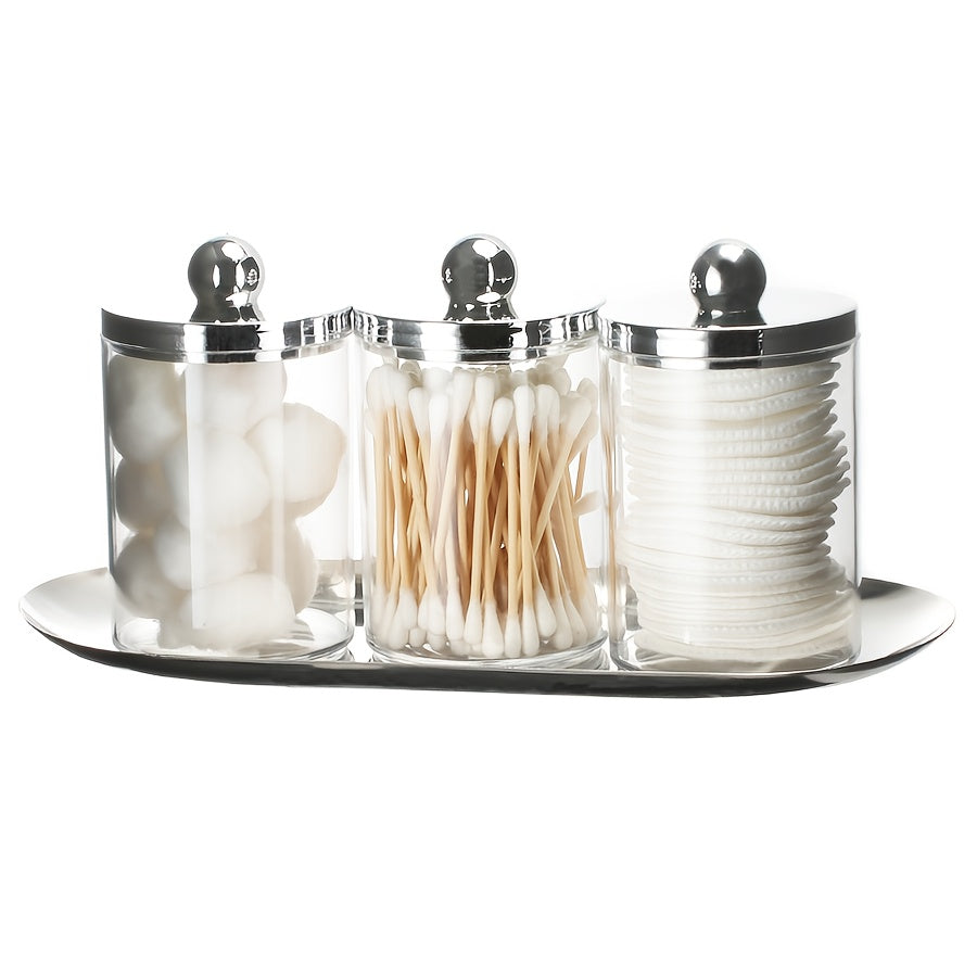 Conjunto de Porta-Cotonetes Acrílico com Bandeja