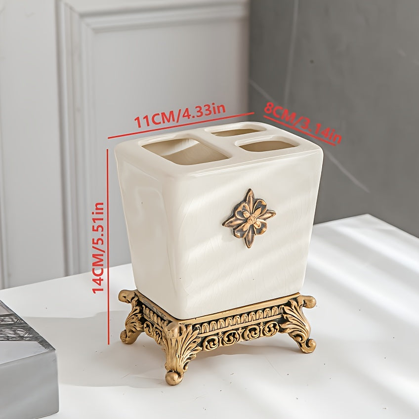 Conjunto de Acessórios de Banho Minimalista de Luxo Leve W003: Frasco de Gel de Banho e Sabonete Líquido com Design Criativo de Rachaduras de Gelo em Cerâmica, Porta-Escova de Dentes e Acessório Único para Banheiro de Hotel ou Casa