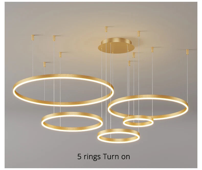 Lustre LED Anel Moderno para Sala e Jantar