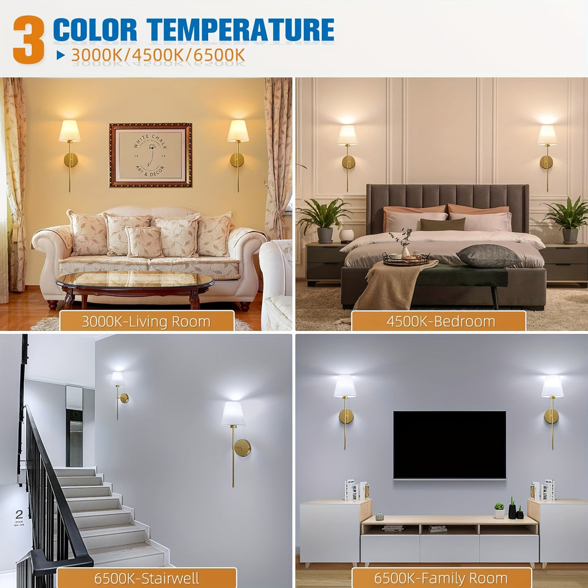 2 Conjuntos de Luzes de Parede a Pilhas, Conjunto de 2, Luzes de Parede Recarregáveis Douradas com Lâmpadas Magnéticas Removíveis e de Controlo Remoto, Cores RGB e 3 Temperaturas de Cor, Luzes de Parede Sem Fios Reguláveis para Quarto
