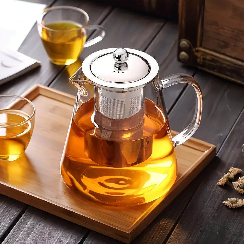 Single Glass Teapot Available in Sizes of 11.8Oz, 18.6Oz, 25.3Oz, And 32.1Oz, Designed for Tea And Water Separation. This Thickened, High-Temperature Resistant Tea Set Is Perfect for Home Brewing And Makes an Excellent Gift for Christmas, New Year
