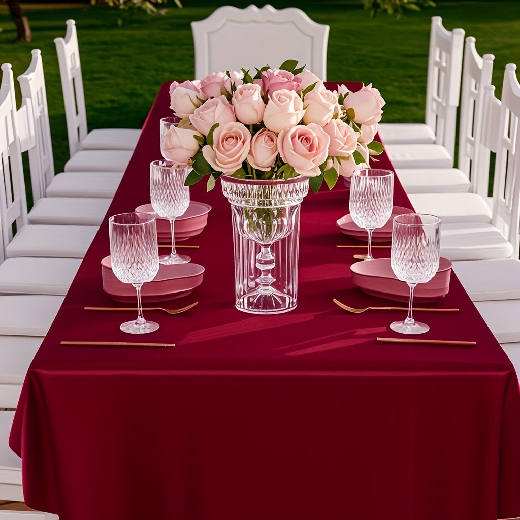  Toalha de Mesa Luxuosa Borgonha - Poliéster, Retangular para Casamentos, Aniversários, Jantares, Buffets, Piqueniques & Mais - Decoração Versátil para Feriados