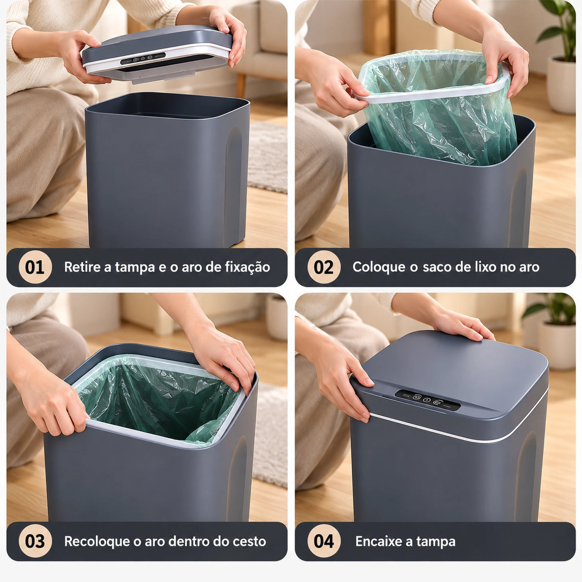 Lixeira Automática com Sensor de 16 Litros