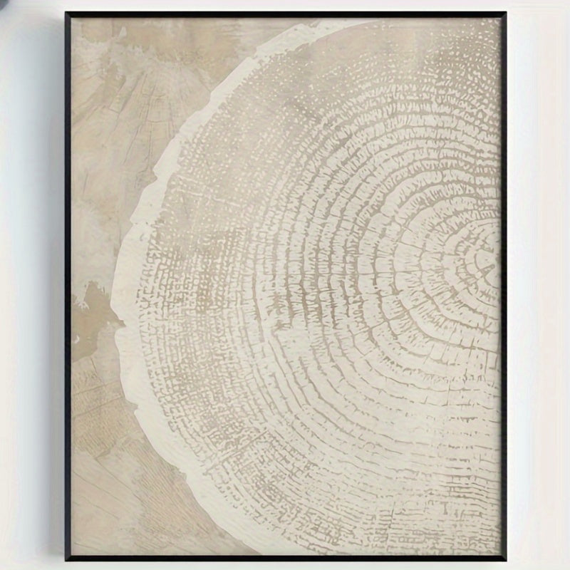[2D Flat] Conjunto de 2 Impressões em Tela Abstratas com Anéis de Árvore em Bege, Perfeito para Decorar Quartos e Salas de Estar, Ideal Como Presentes de Natal e Ano Novo.
