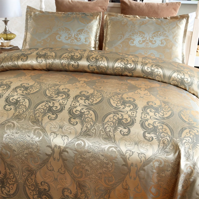 3 peças, conjunto de capa de edredom de cetim jacquard estilo europeu, conjunto de três peças, uma capa de edredom e um par de fronhas, sem núcleo interno.