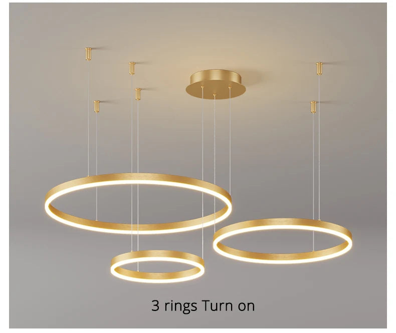 Lustre LED Anel Moderno para Sala e Jantar