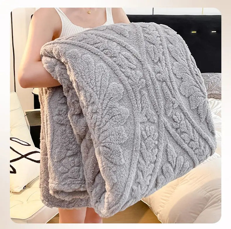 Cobertor Floral 3D de Lã Coral Quente