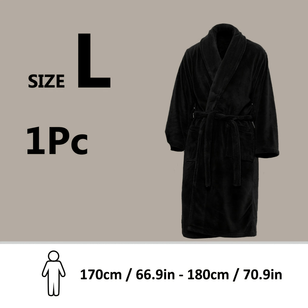 Roupão Unissex de Fleece Coral Extra Quente para Homens e Mulheres, Roupões Adultos para Banheiro, Toalha de Banho, Roupão com Gola Xale, Presente de Dia dos Namorados para Casais
