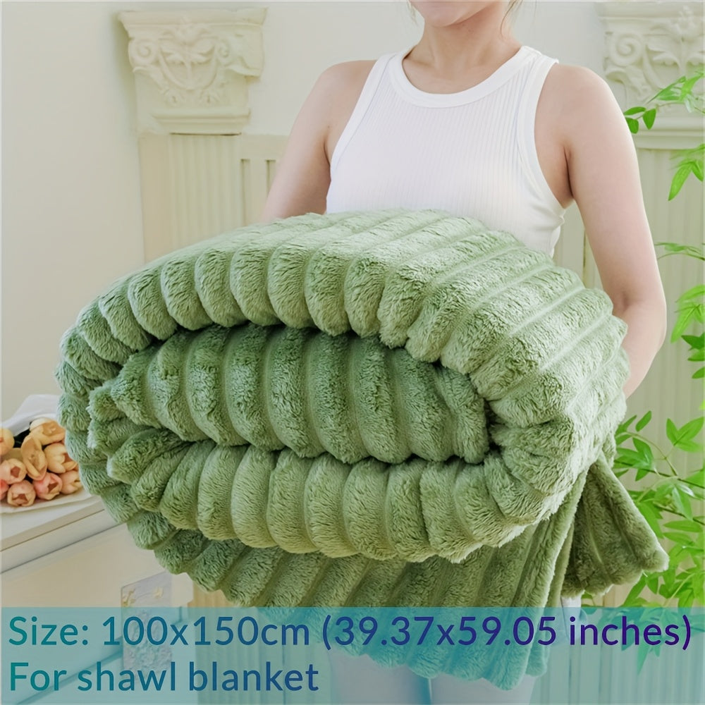 Manta de Pele Sintética de Coelho de Luxo, Estilo Simples e Cor Sólida - Macia, Quente e Confortável, Ideal para Sofá, Cama, Escritório e Viagem - Multiuso, Presente