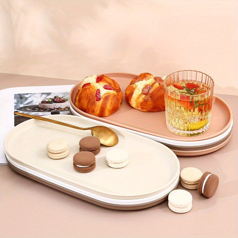Prato de Jantar Oval Elegante - Montagem Não Necessária, Bege/Branco, para Jantares Formais e Informais, Chá da Tarde, Piqueniques, Festas - Prato de Servir Durável para Casa, Catering, Eventos, Essenciais para Piquenique, Louça Minimalista, Acabamento de Superfície Lisa Sinterklaas