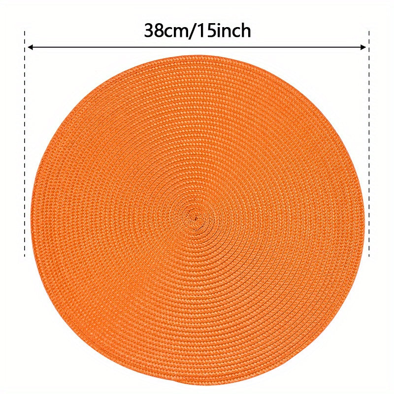 Conjunto de 6 pratos redondos trançados para mesas de jantar, laváveis e antiderrapantes, 38,1 cm para decoração de casa