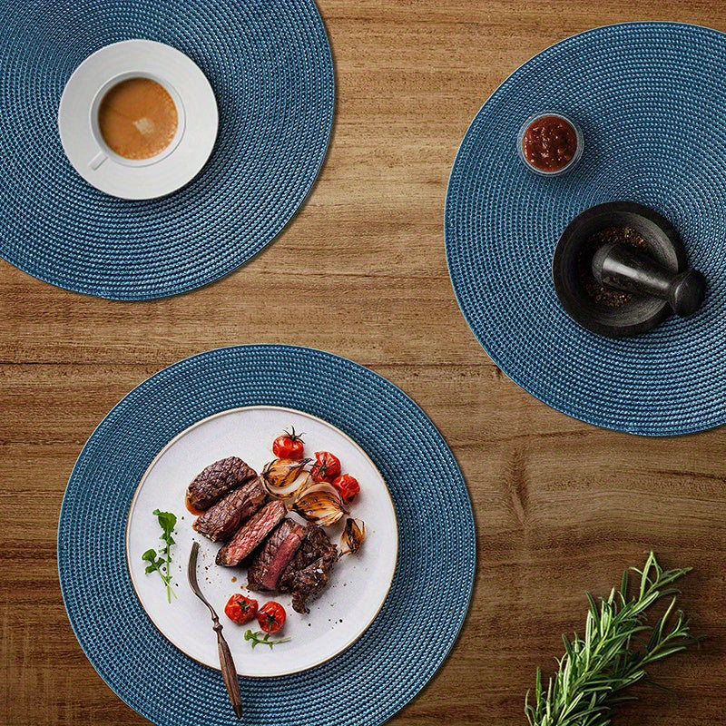 Conjunto de 6 pratos redondos trançados para mesas de jantar, laváveis e antiderrapantes, 38,1 cm para decoração de casa