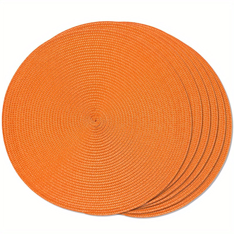 Conjunto de 6 pratos redondos trançados para mesas de jantar, laváveis e antiderrapantes, 38,1 cm para decoração de casa