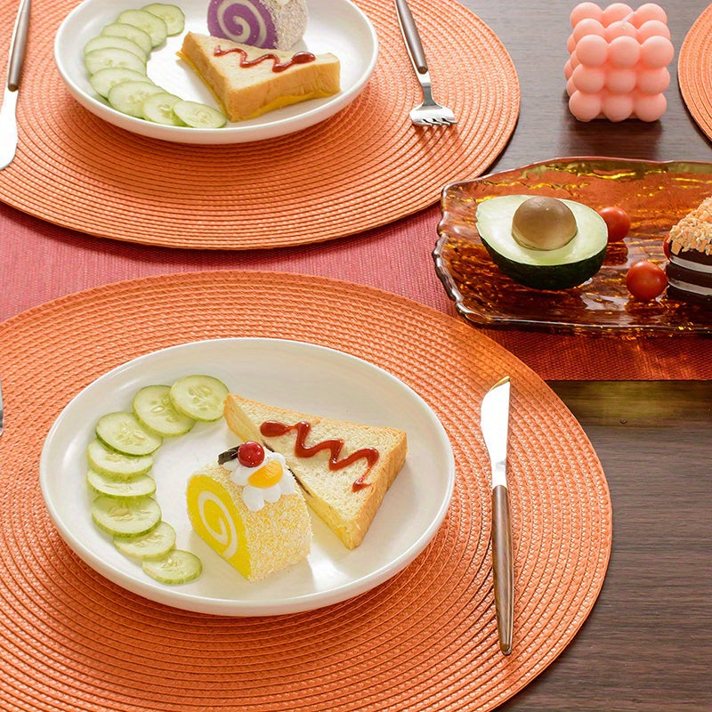 Conjunto de 6 pratos redondos trançados para mesas de jantar, laváveis e antiderrapantes, 38,1 cm para decoração de casa