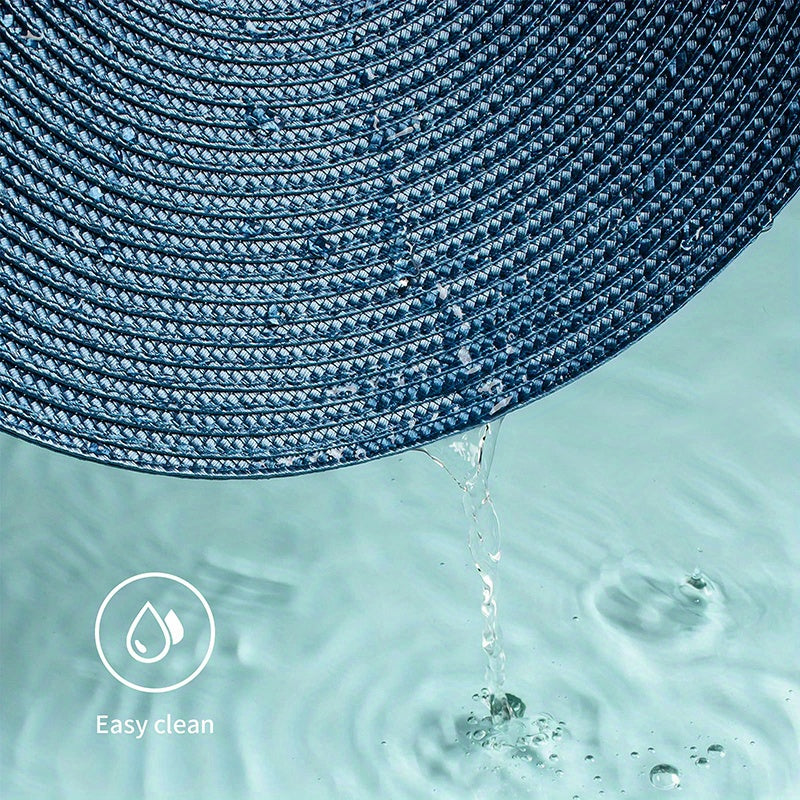 Conjunto de 6 pratos redondos trançados para mesas de jantar, laváveis e antiderrapantes, 38,1 cm para decoração de casa