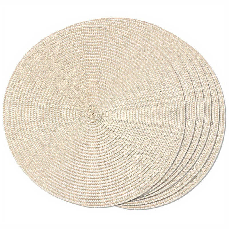 Conjunto de 6 pratos redondos trançados para mesas de jantar, laváveis e antiderrapantes, 38,1 cm para decoração de casa