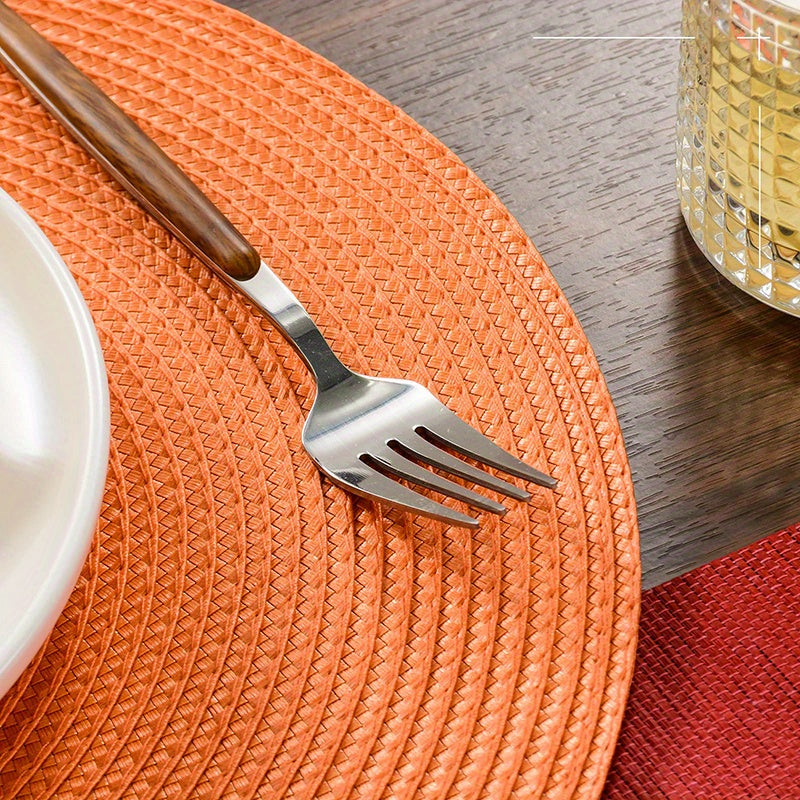 Conjunto de 6 pratos redondos trançados para mesas de jantar, laváveis e antiderrapantes, 38,1 cm para decoração de casa