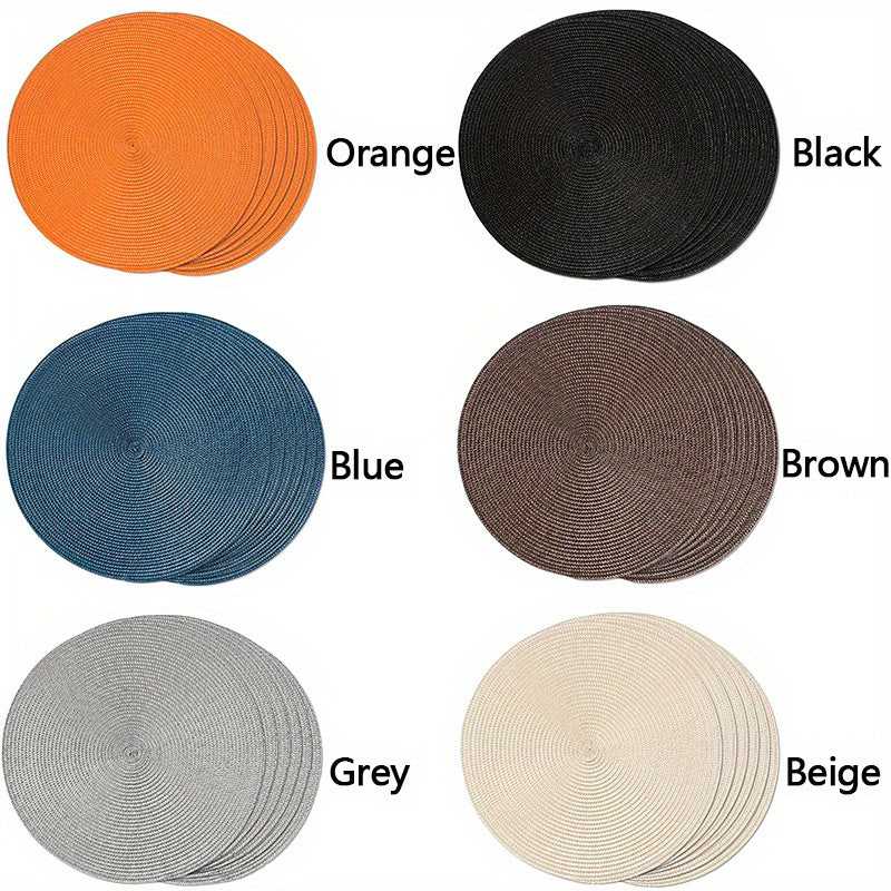 Conjunto de 6 pratos redondos trançados para mesas de jantar, laváveis e antiderrapantes, 38,1 cm para decoração de casa