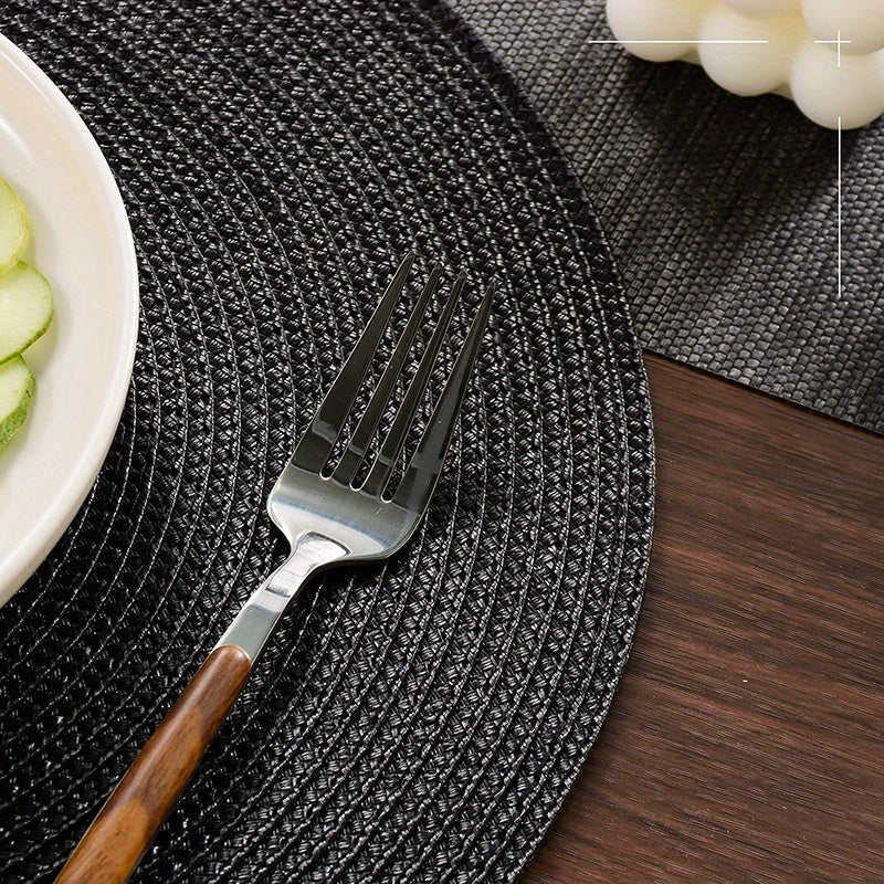 Conjunto de 6 pratos redondos trançados para mesas de jantar, laváveis e antiderrapantes, 38,1 cm para decoração de casa