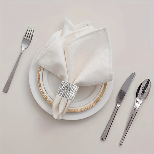 10pcs Fivela de Guardanapo Elegante com Strass, Anel de Guardanapo Dourado Brilhante, para Decoração de Mesa de Jantar, Decoração DIY de Jantar de Casamento, Suprimentos de Festa, Decoração Delicada e Simples, Decorações de Natal, Decoração de Casa