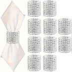 10pcs Fivela de Guardanapo Elegante com Strass, Anel de Guardanapo Dourado Brilhante, para Decoração de Mesa de Jantar, Decoração DIY de Jantar de Casamento, Suprimentos de Festa, Decoração Delicada e Simples, Decorações de Natal, Decoração de Casa