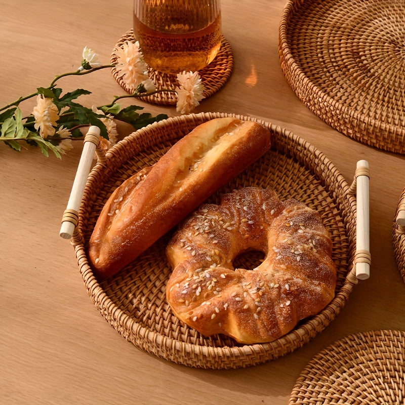 Tabuleiros de Vime Artesanais - Pratos de Fruta, Bases Resistentes ao Calor