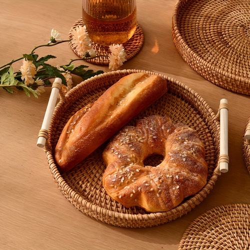 Tabuleiros de Vime Artesanais - Pratos de Fruta, Bases Resistentes ao Calor