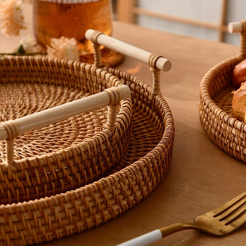 Tabuleiros de Vime Artesanais - Pratos de Fruta, Bases Resistentes ao Calor