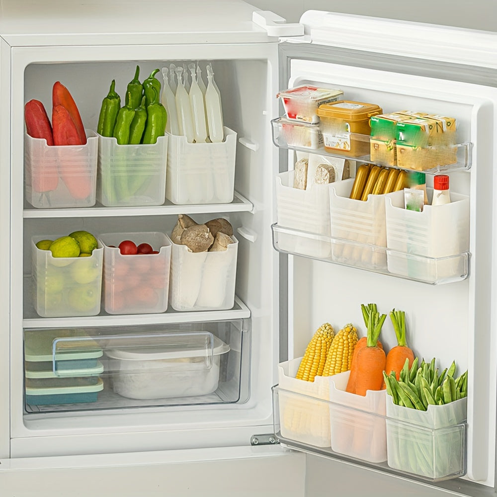 5 unidades de caixas de arrumação multifuncionais, cestos de fruta e legumes para frigorífico, recipientes para guardar snacks, caixas de arrumação de cozinha, caixas de arrumação universais para portas laterais e interiores de frigorífico, mantendo o frigorífico organizado, utensílios de cozinha