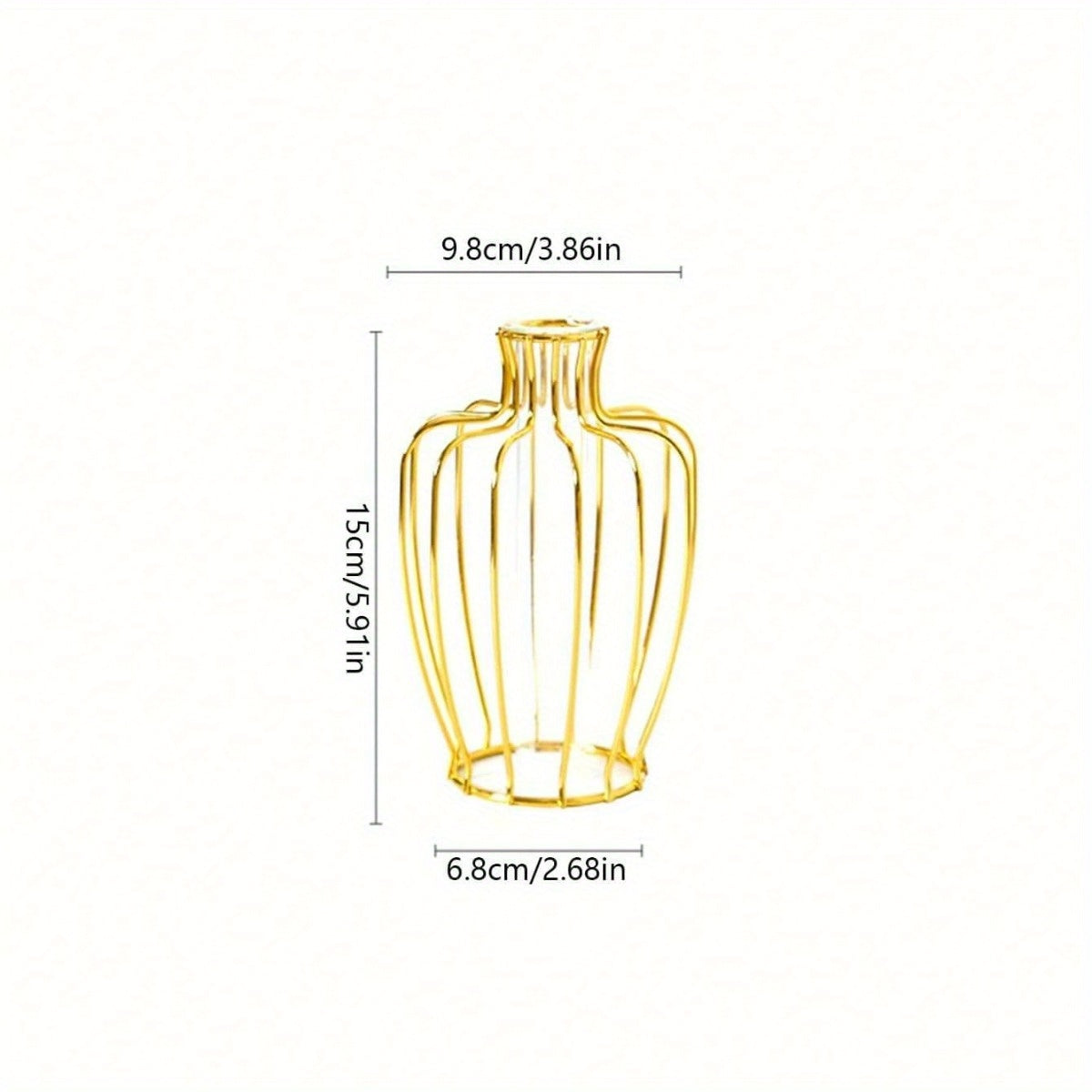 Vaso de Flores Metálico com Tubo Transparente, Vasos Inquebráveis Decoração Criativa para Casamento e Festivais