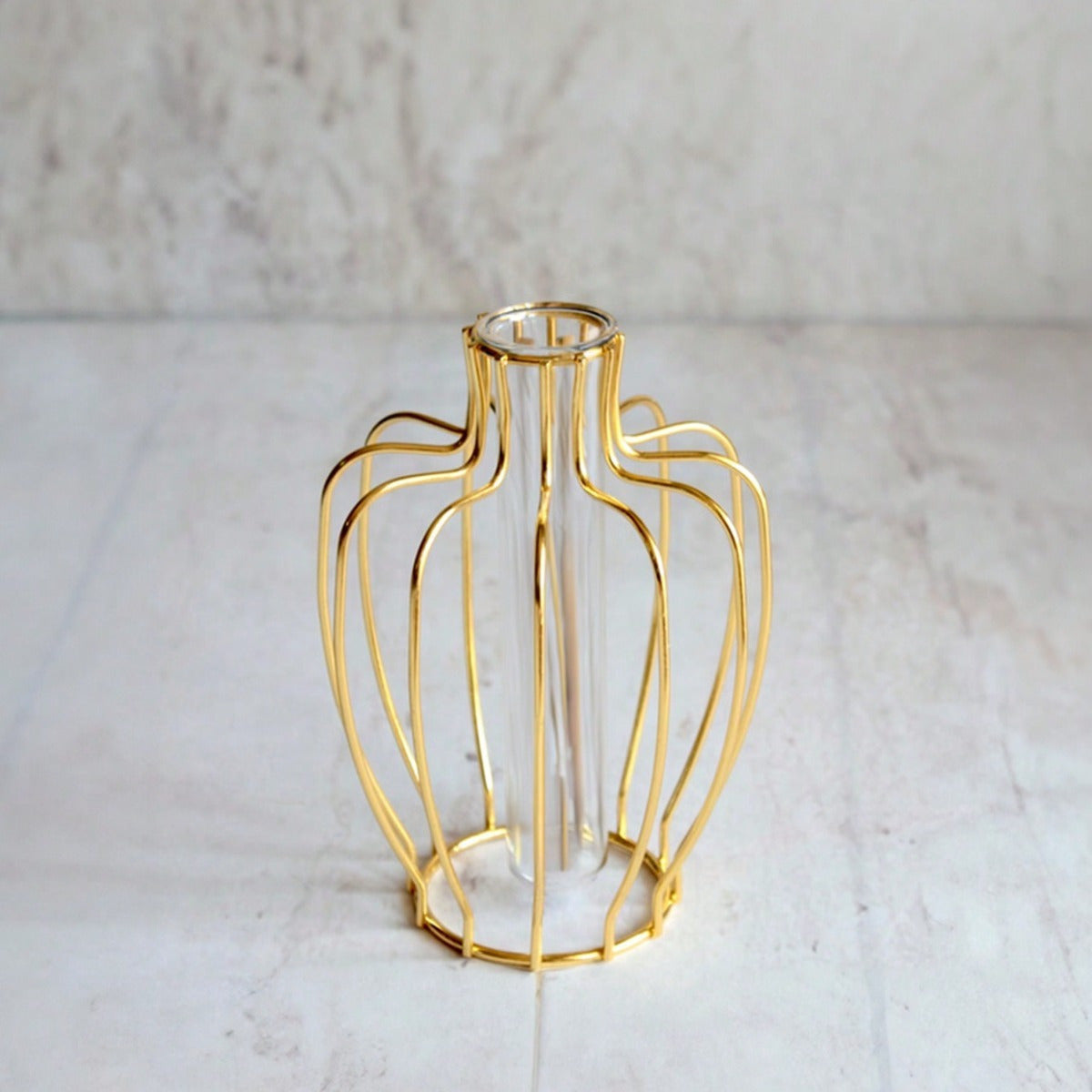 Vaso de Flores Metálico com Tubo Transparente, Vasos Inquebráveis Decoração Criativa para Casamento e Festivais