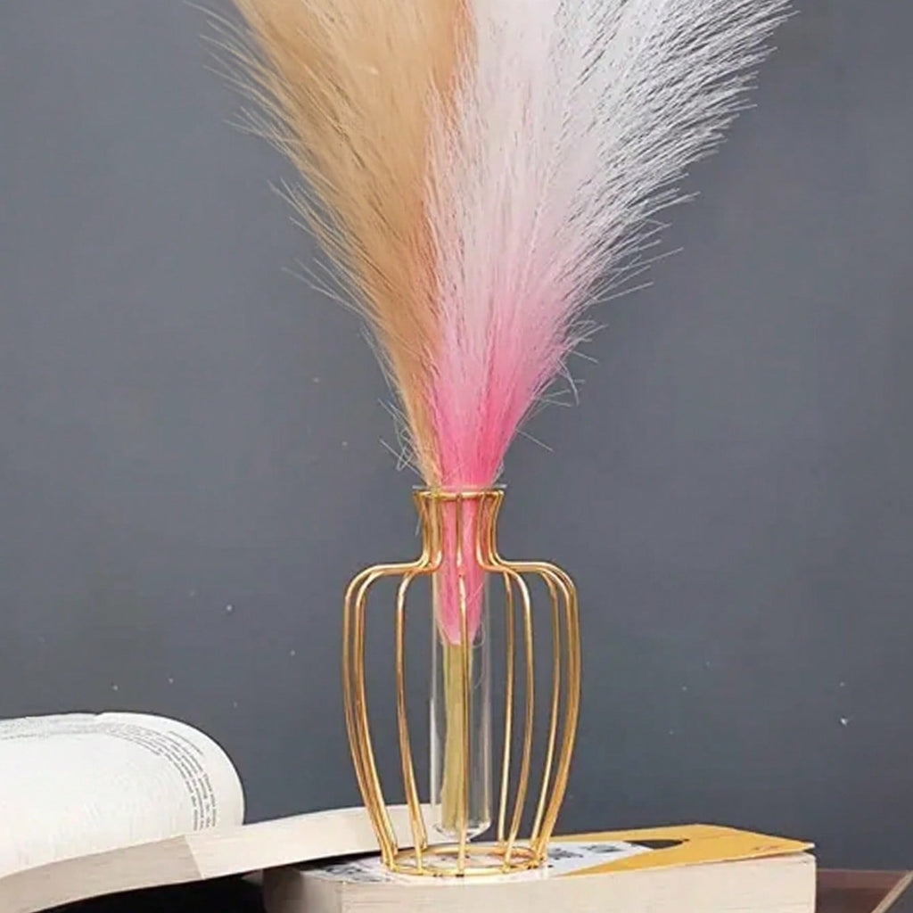 Vaso de Flores Metálico com Tubo Transparente, Vasos Inquebráveis Decoração Criativa para Casamento e Festivais