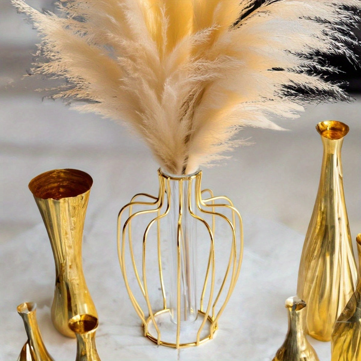 Vaso de Flores Metálico com Tubo Transparente, Vasos Inquebráveis Decoração Criativa para Casamento e Festivais