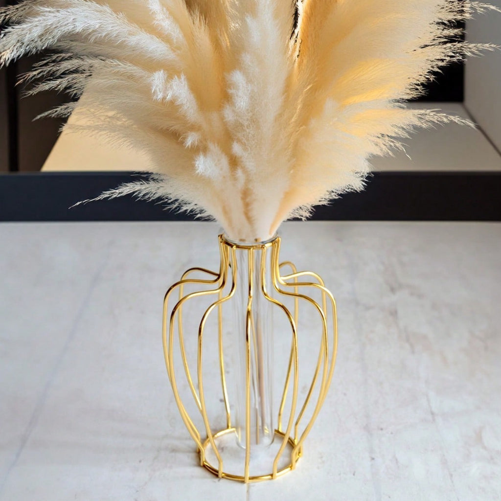 Vaso de Flores Metálico com Tubo Transparente, Vasos Inquebráveis Decoração Criativa para Casamento e Festivais