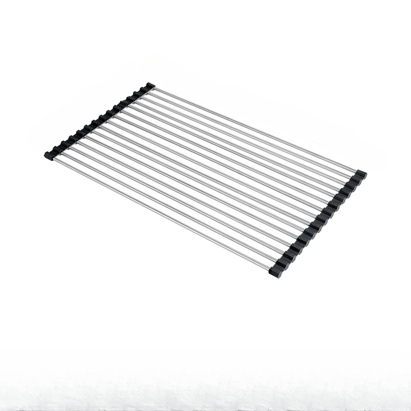 1pc Escorredor de Louça Deluxe em Aço Inoxidável | Economizador de Espaço, Multifuncional, Design para Colocar Sobre a Pia, Portátil, Enrolável, Anti-Ferrugem, Fácil de Limpar, Organizador de Pia de Cozinha - Perfeito para Cozinhas Pequenas