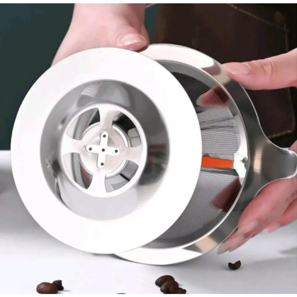 Filtro de Café Reutilizável em Inox Compatível com Suporte de Cone Padrão Lavável