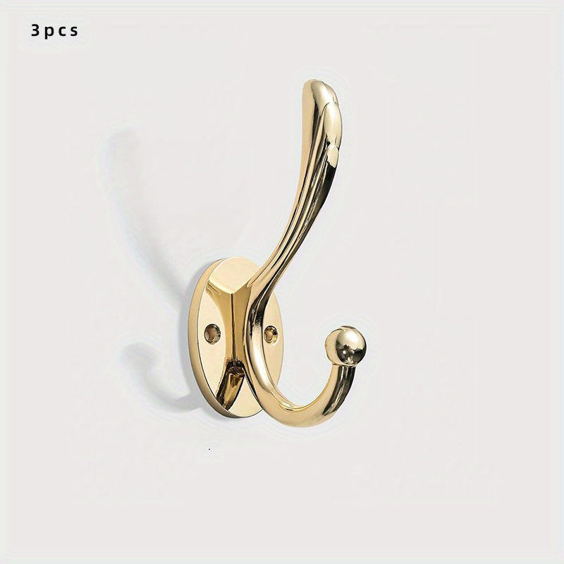 3pcs of heavy duty hooks] Polished metal wall hanging hooks-easy to install, stylish casual design, heavy-duty coat towel robe hanger, suitable for bathroom, kitchen, home decoration-can withstand up to 18.14 KG